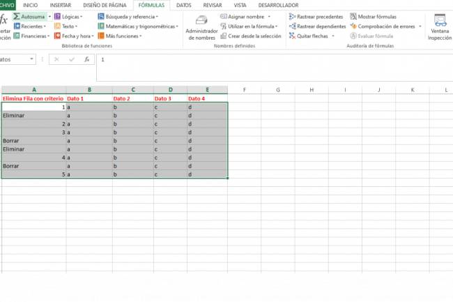 Elimina Filas segun criterios